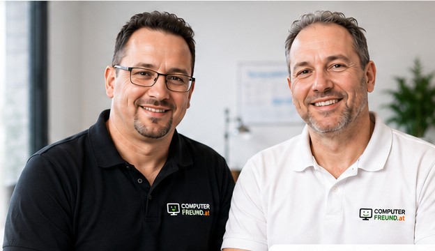 Etienne und Stefan von Computer-Freund.at, Ihr persönliches IT-Support-Team in Wien