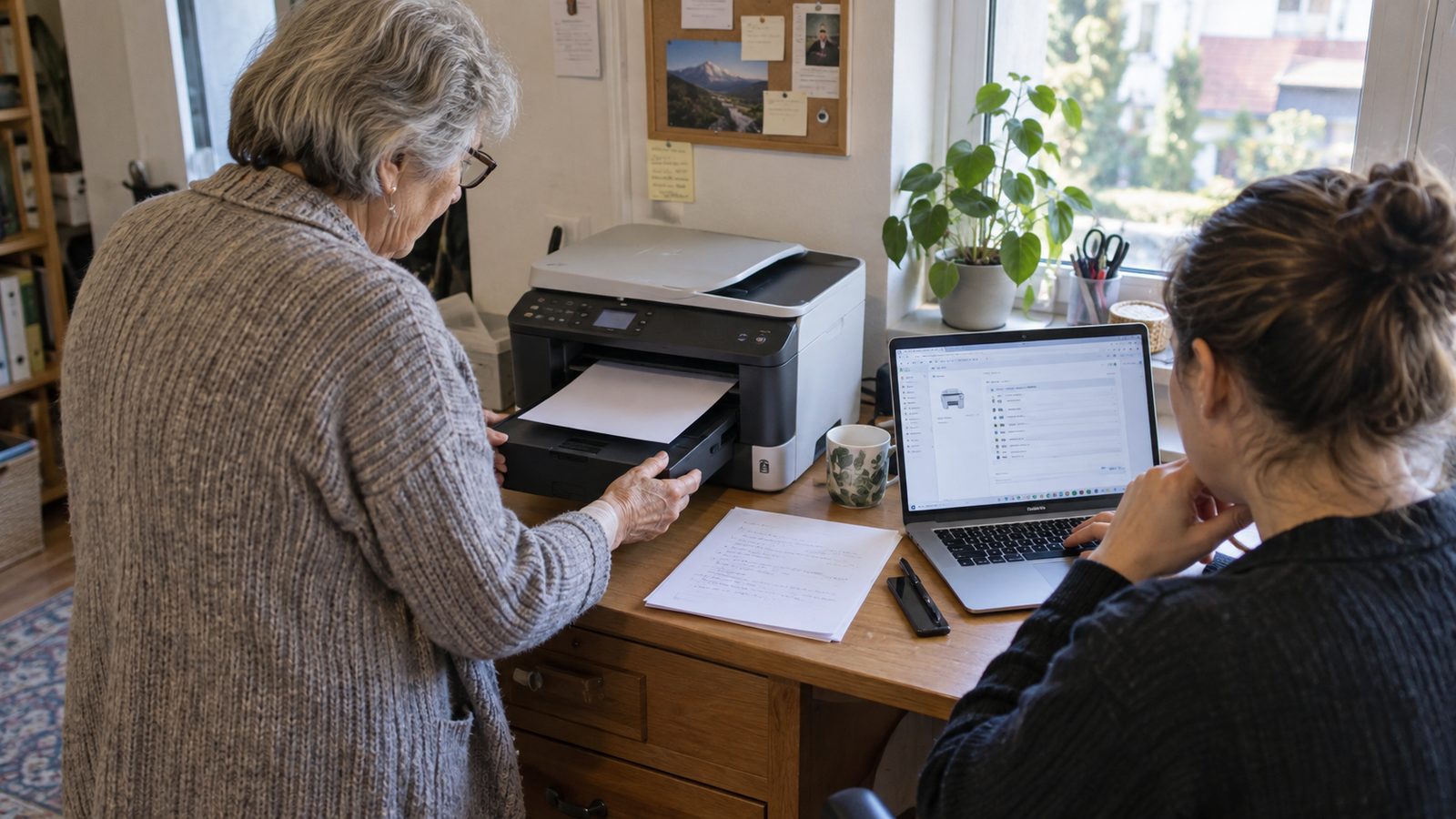 Computer-Freund.at Mitarbeiterin behebt ein Papierstau-Problem am Drucker